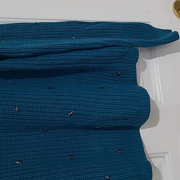 Wildfox Erika Stud Star Open Back Teal Blue Sweater - Picture 5 of 10